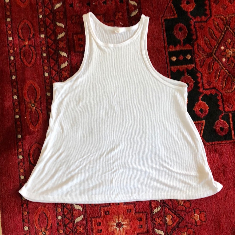 White ribbed high neck tank top - Picture 2 of 5